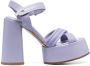 Premiata crossed strap leather platform sandals Purple - Thumbnail 1