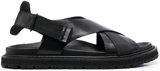 Premiata crossover-strap leather sandals Black