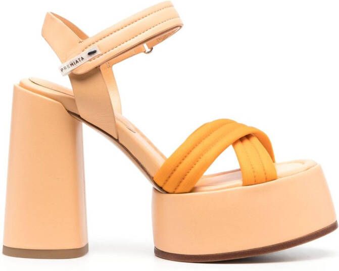 Premiata crossover-strap platform sandals Orange