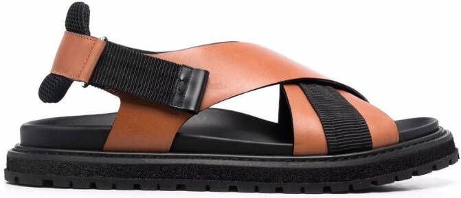 Premiata crossover-strap sandals Brown