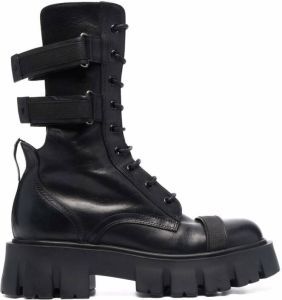 Premiata cut out-detail lace-up boots Black