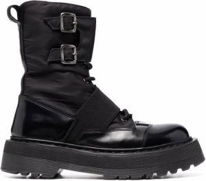 Premiata double-buckle lace-up boots Black