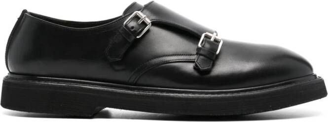 Premiata double-buckle leather monk shoes Black