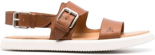 Premiata double-buckle leather sandals Brown