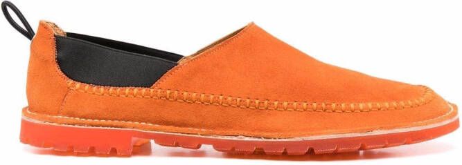 Premiata elasticated-panels leather loafers Orange