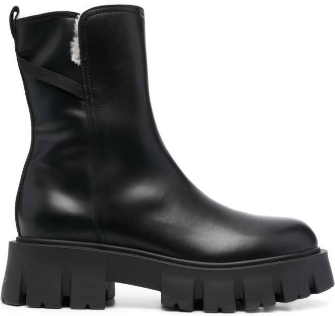 Premiata faux-shearling lined ankle boots Black