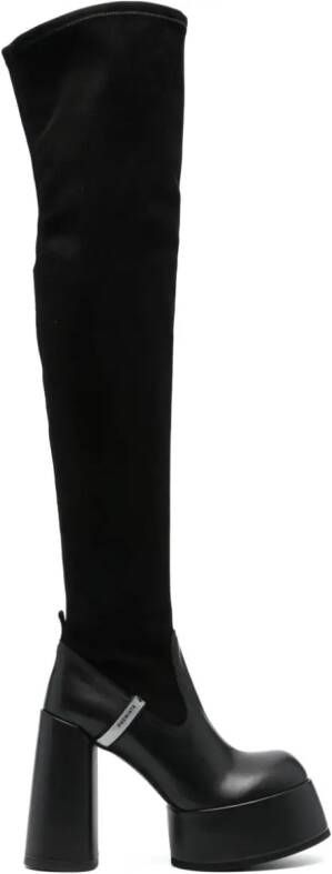 Premiata Goteborg 130mm thigh-high suede boots Black