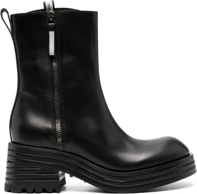 Premiata Heidi zip-up brushed-leather boots Black