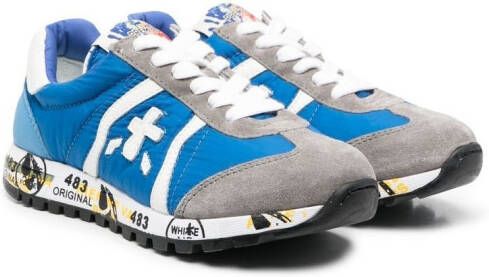 Premiata Kids Lucy panelled leather sneakers Blue