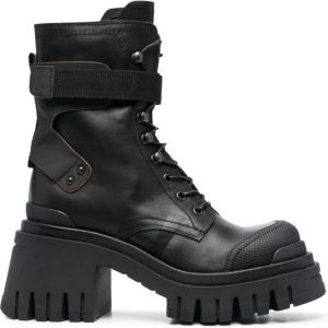 Premiata lace-up 85mm block-heeled boots Black