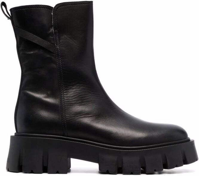 Premiata leather shearling boots Black