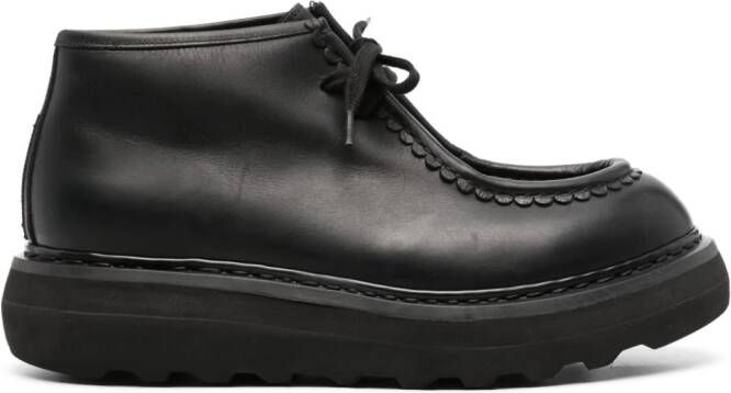 Premiata logo-patch leather ankle boots Black