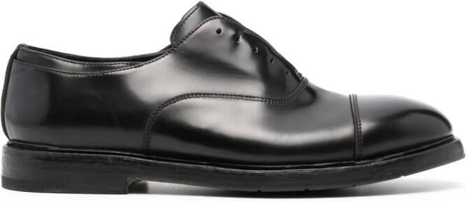 Premiata patent-finish leather lace-up shoes Black