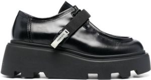 Premiata platform lace-up strap loafers Black