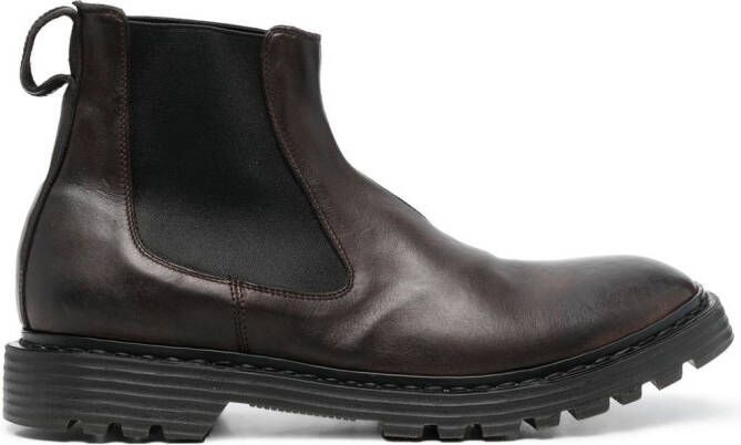 Premiata round toe leather boots Brown