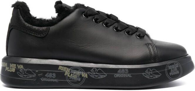 Premiata shearling-lined lace-up sneakers Black