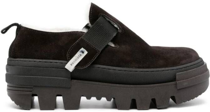 Premiata shearling-lining suede loafers Brown