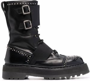 Premiata silver-studded chunky leather ankle boots Black