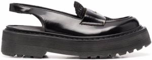 Premiata slingback leather loafers Black