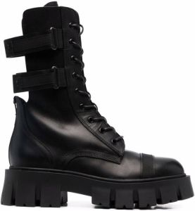 Premiata strap-fastened combat boots Black