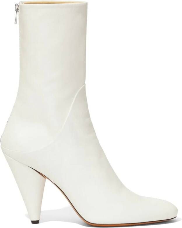 Proenza Schouler Cone 85mm leather ankle boots White