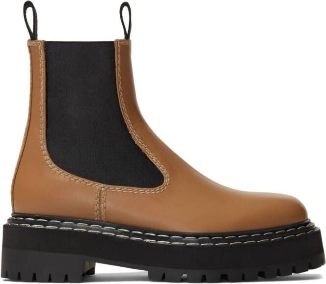 Proenza Schouler lug sole leather Chelsea boots Brown