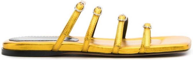 Proenza Schouler metallic buckle-detail slides Yellow