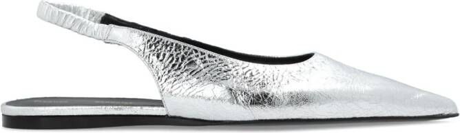 Proenza Schouler pointed-toe leather ballerina shoes Silver
