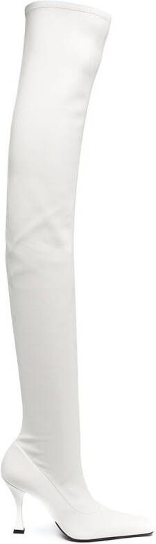 Proenza Schouler square-toe 110mm thigh-high boots White