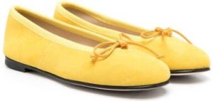 Prosperine Kids 10mm bow-detail suede ballerinas Yellow