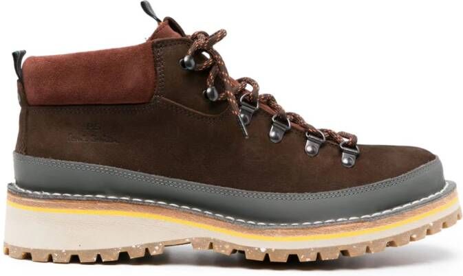 PS Paul Smith logo-print lace-up suede hiking boots Brown