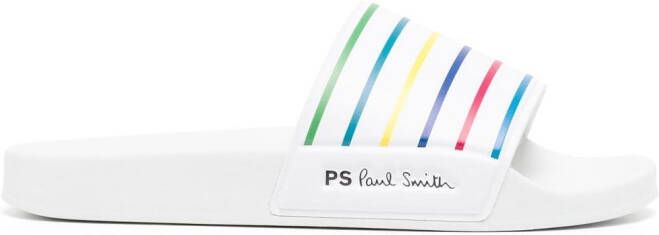 PS Paul Smith striped rubber slides White