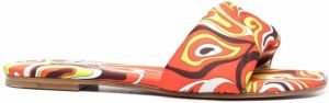 PUCCI abstract-print slip-on sandals Orange