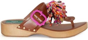 PUCCI Birgitt Pom leather sandals Brown