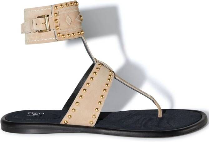 PUCCI Emilia stud-embellished flat sandals Brown