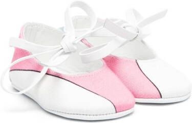 PUCCI Junior colour-block leather crib shoes White