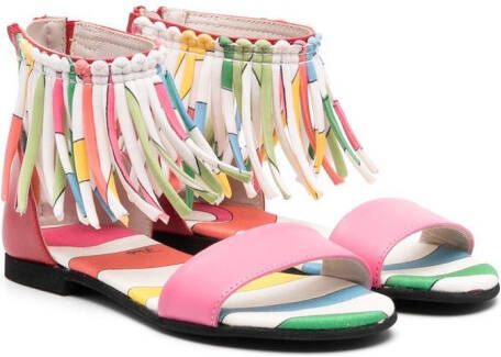 PUCCI Junior colour-block leather sandals Red