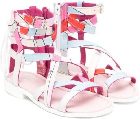 PUCCI Junior graphic-print strappy sandals Pink