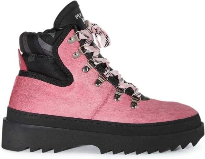 PUCCI panelled fur ankle boots Pink