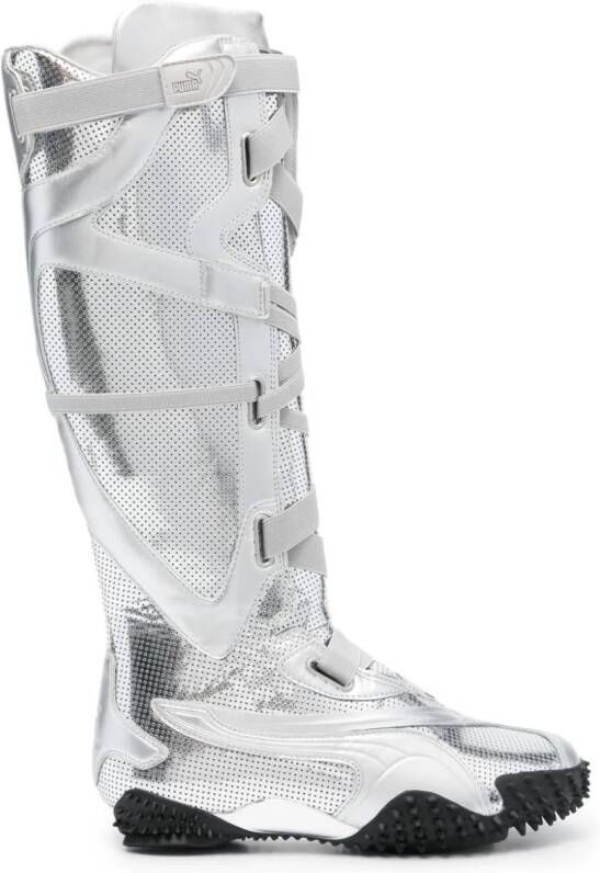 PUMA leather knee-high boots Silver
