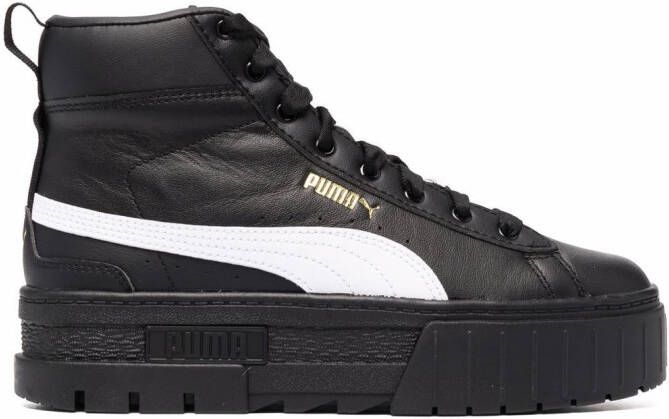 PUMA logo-print chunky high-top leather sneakers Black