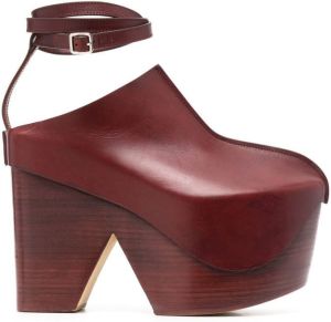 QUIRA 150mm platform ankle-strap clogs Red