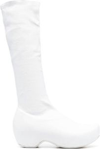 QUIRA platform-sole calf leather boots White