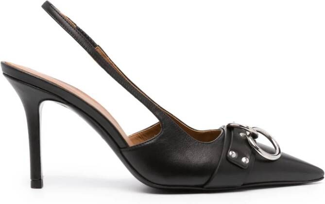 R13 95mm slingback leather pumps Black