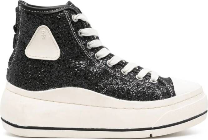 R13 Kurt glittered platform sneakers Black