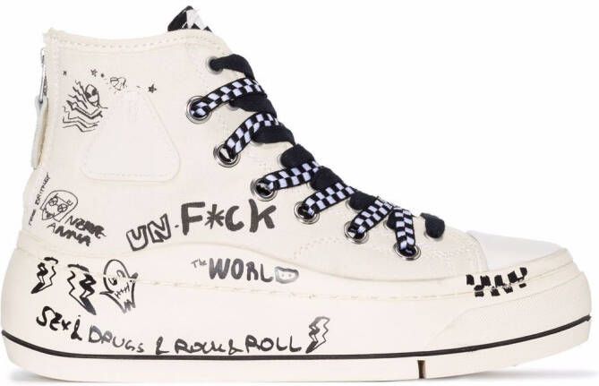 R13 Kurt graffiti high-top sneakers White