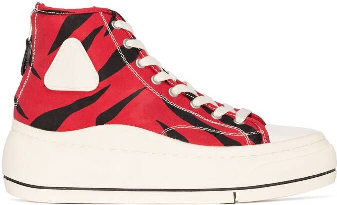 R13 Kurt zebra print high-top sneakers Red