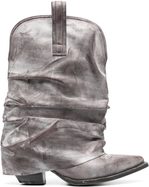 R13 Low Rider distressed cowbody boots Grey