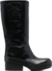 Raf Simons 30mm logo-embossed knee boots Black