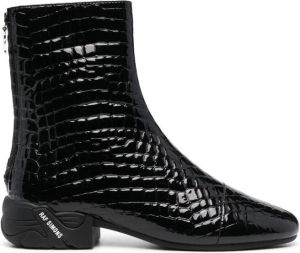 Raf Simons crocodile-embossed leather ankle boots Black